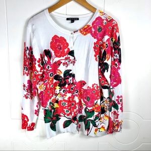 Cable & Gauge White Floral Cardigan Size XL (y)